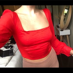Urban Outfitters Red Long-Sleeve Red Crop